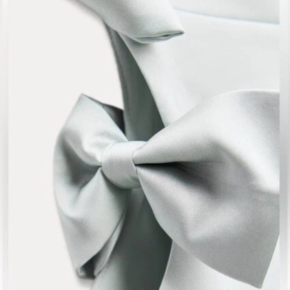ZARA Fitted Midi Dress With Satin Bows Sea Green size extra small - Picture 11 of 16